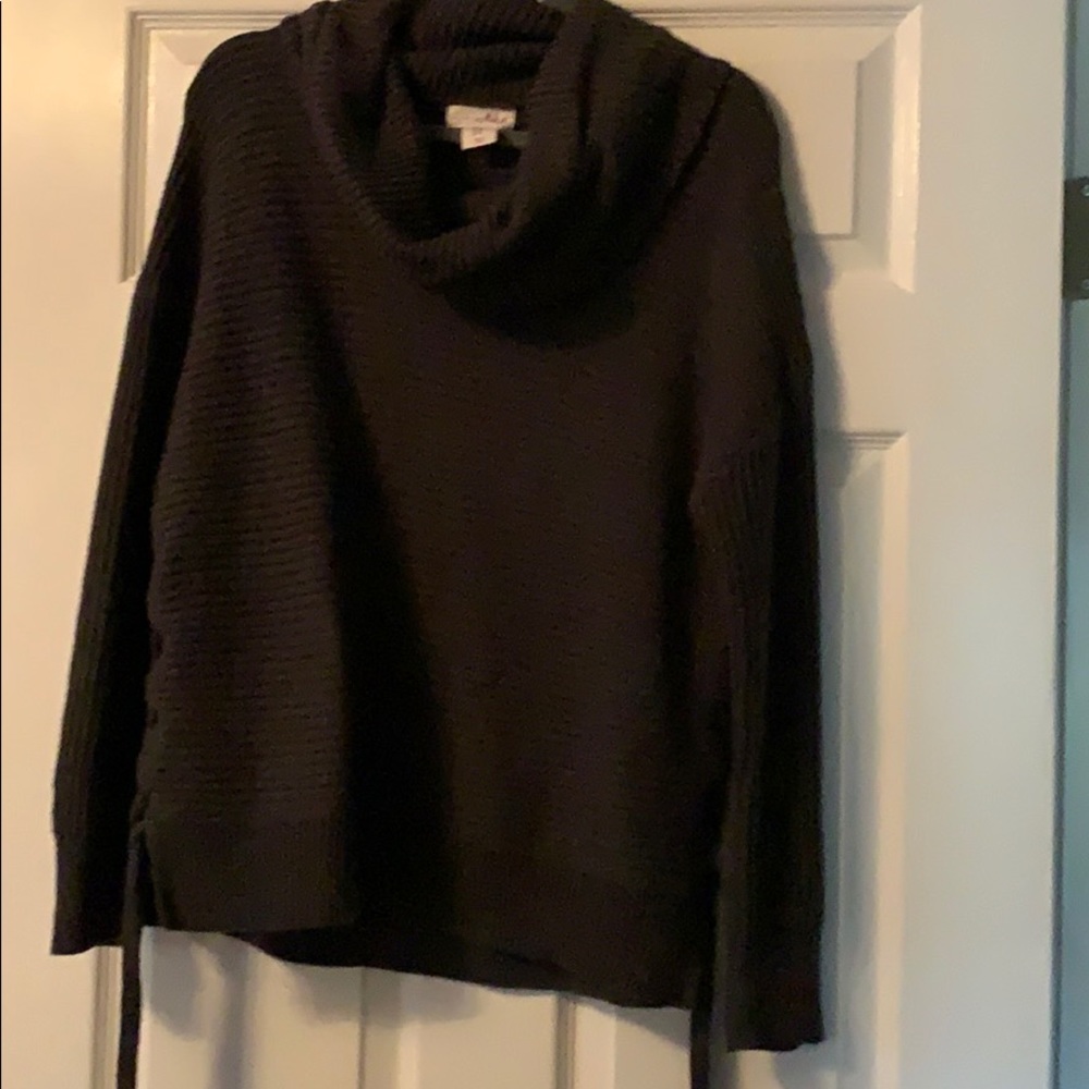 Cowl neck sweater with side ties